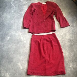 Evan Picone Red and Blue Polka Dot Suit